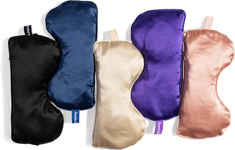 Asutra Silk Eye Pillow for Sleep, Black - Filled w/Lavender Buds & Flax Seeds, Weighted Eye Mask, Meditation & Light Blocking Blindfold, Cooling Gel Mask Included - Image 5